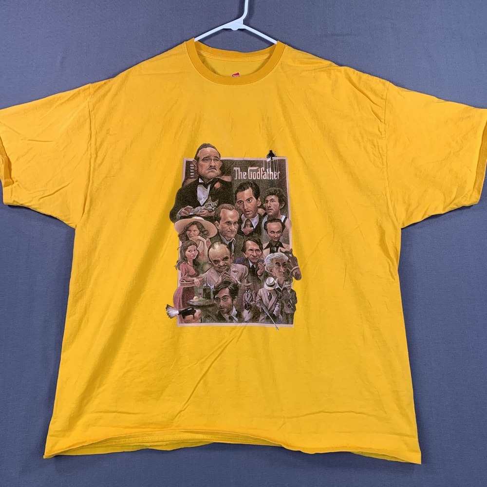 The Godfather Shirt Mens 3XL‎ Yellow Movie Cast Graphic Tee Caricature Classic